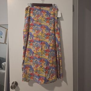 NWT Marine Layer Colorful Palm Print Midi Skirt, Size 12